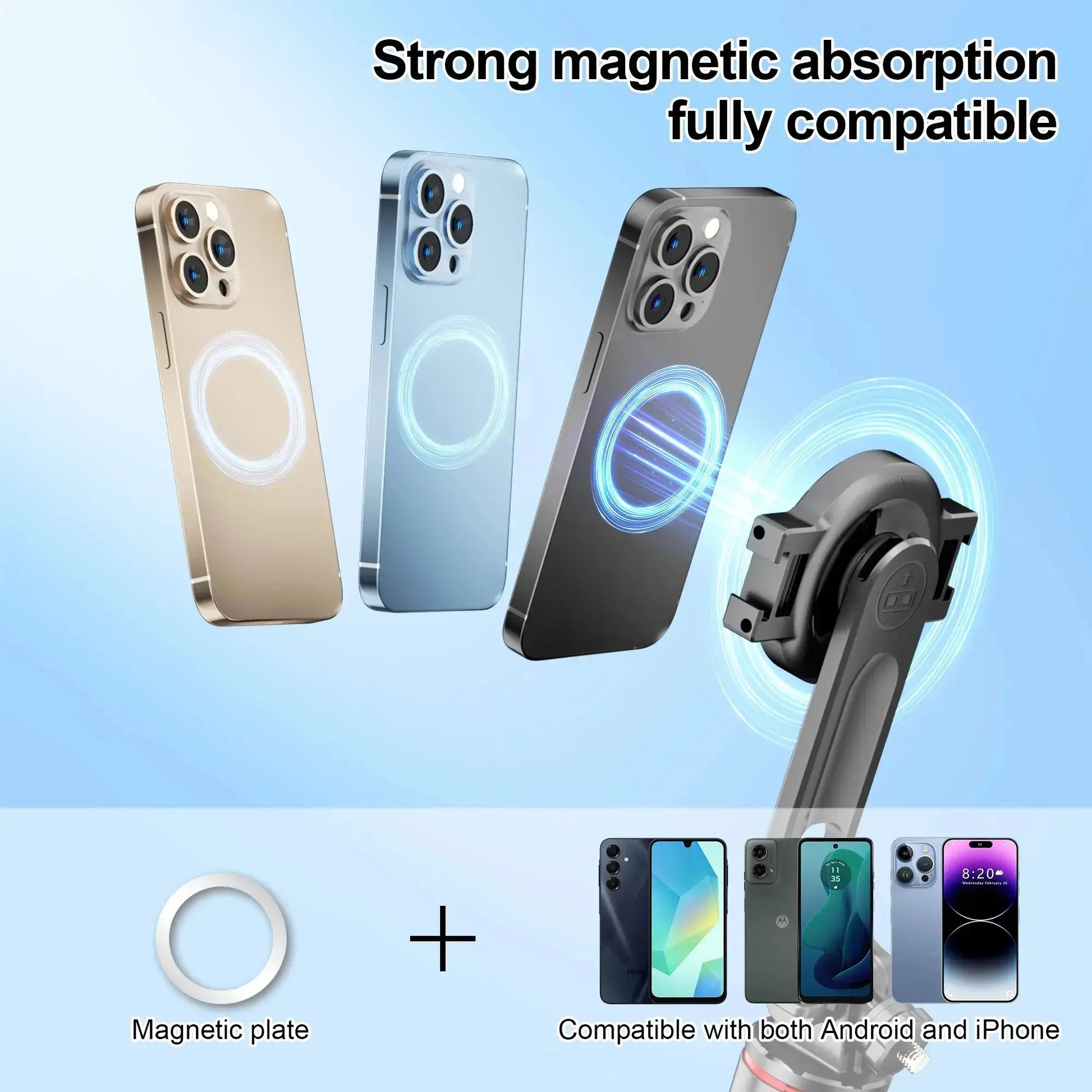 C20 Magnetic Selfie Stick Tripod – MagSafe Travel Stand for iPhone 12–16 Pro Max & Android Rehmiar