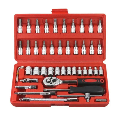 46-piece car repair tool kit 1/4-inch socket set car repair maintenance tools - Rehmiar