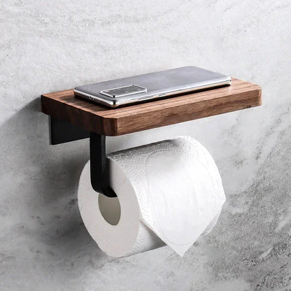 Wooden Toilet Paper, Phone Holder for Bathroom Wall Mount - Rehmiar