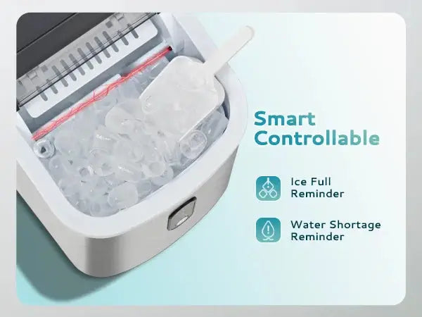 EUHOMY Portable Ice Maker – 12kg/24h Production, Bullet Ice Machine with Self-Cleaning Function for Home, Office & Shop