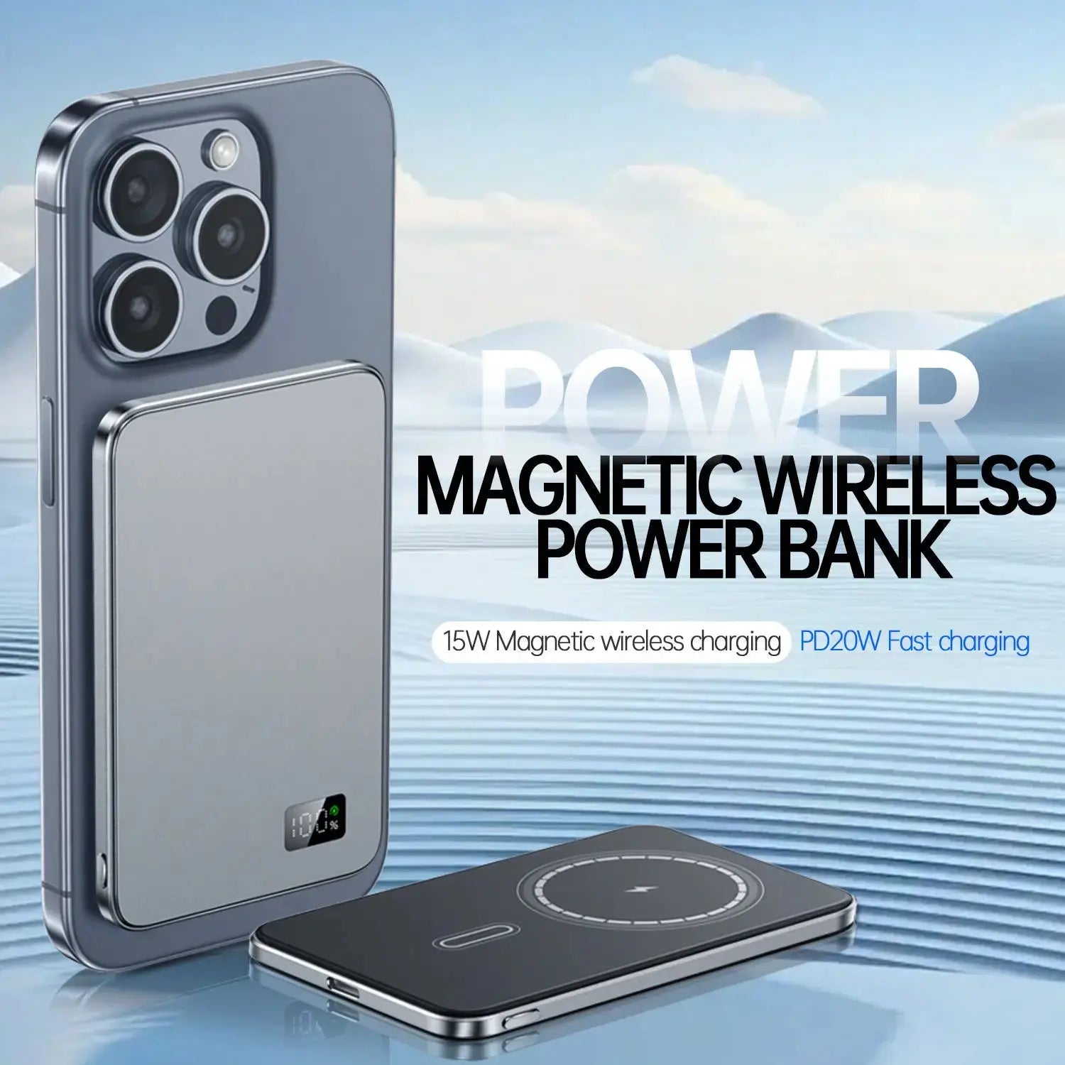 Ultra Thin MagSafe Power Bank – Magnetic Wireless Fast Charging with LED Display for iPhone, Samsung & AirPods - Rehmiar