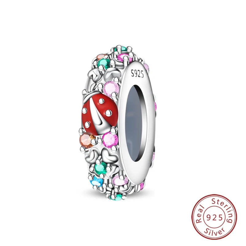 925 Sterling Silver Rainbow Zircon Beautifully Shaped Silicone Stopper Charms Beads - Rehmiar