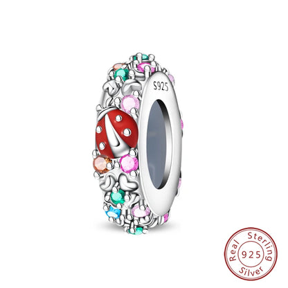 925 Sterling Silver Rainbow Zircon Beautifully Shaped Silicone Stopper Charms Beads - Rehmiar