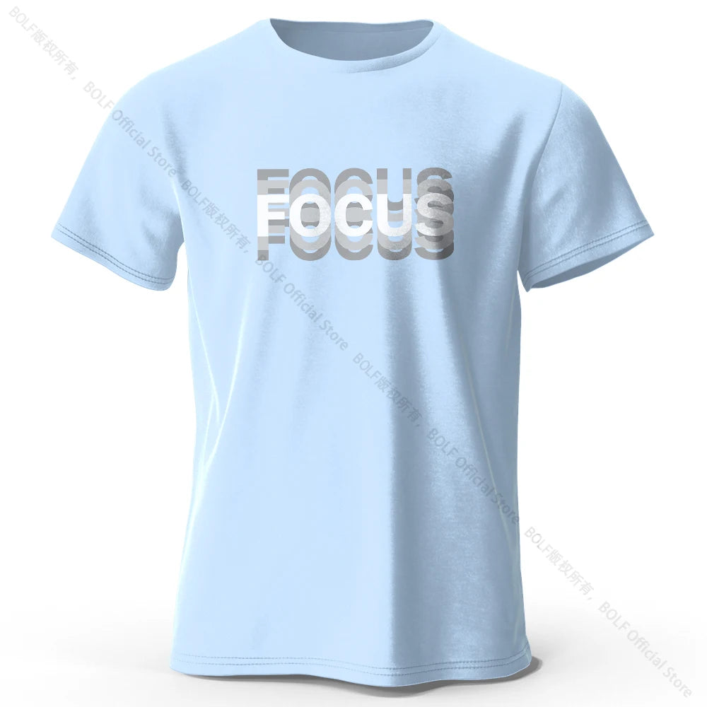 Focus Letter Minimalist Style 100% Lightweight Cotton T-Shirt, - Rehmiar