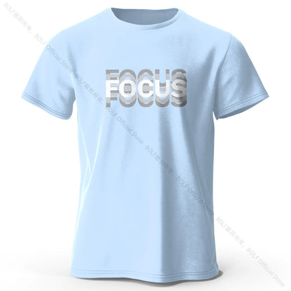 Focus Letter Minimalist Style 100% Lightweight Cotton T-Shirt, - Rehmiar