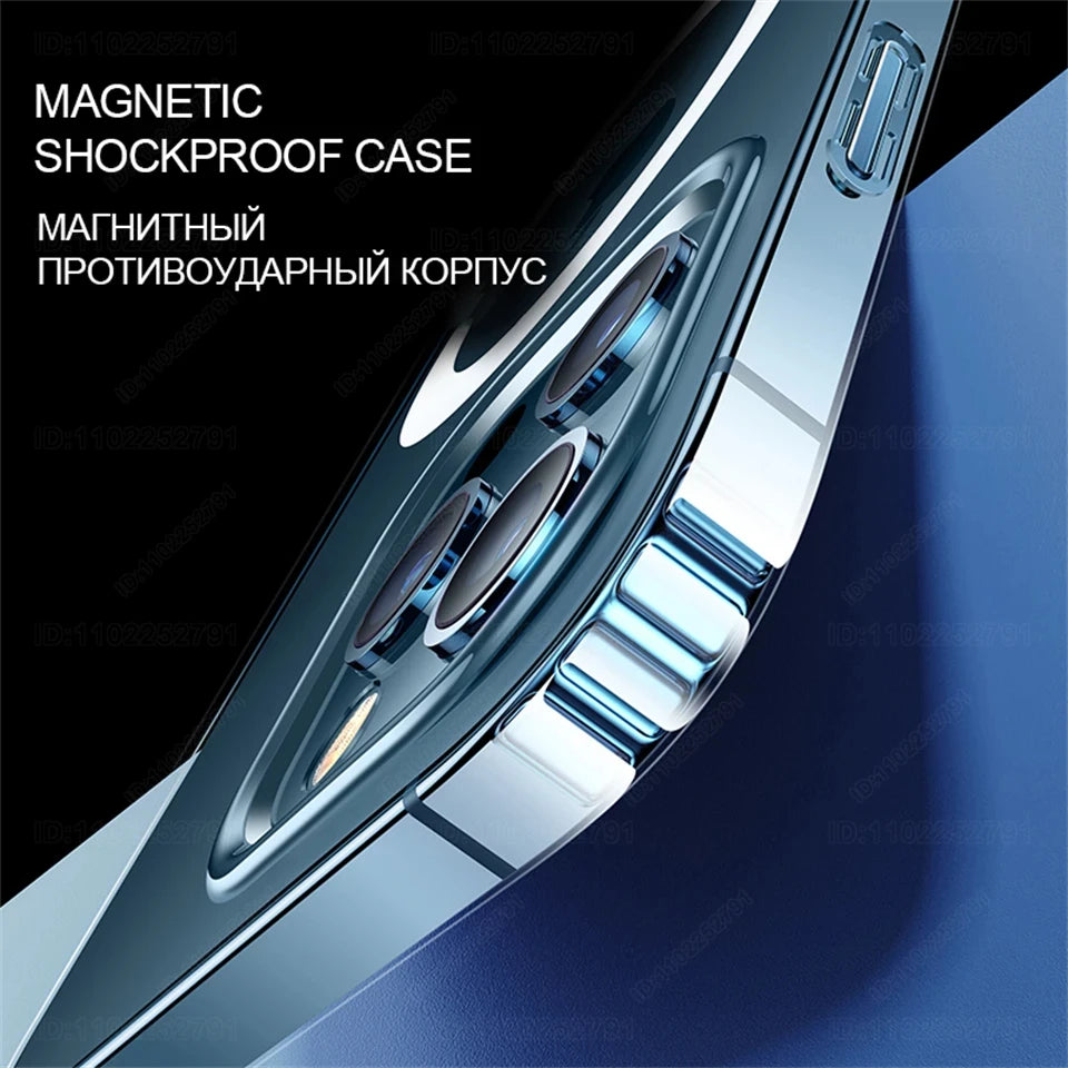 for Magsafe Magnetic Wireless Charge Phone Case for iPhone 15 14 13 12 11 16 Pro Max Mini Xs XR 8 Plus Hard Acrylic Clear Cover