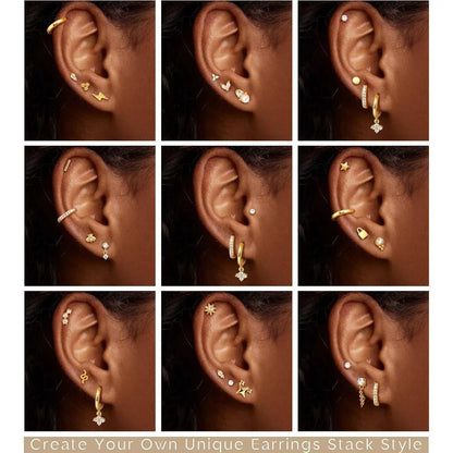 1pc Earrings for Sensitive Ears Surgical Stainless-Steel Earrings for Women Dainty Flat Back Earring Stud Hoop Cartilage