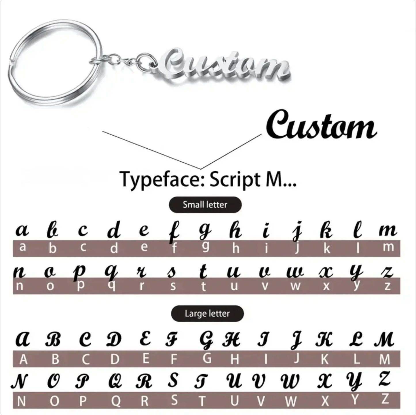 Custom Name Tag Keychain Personalized Letters Stainless Steel Key Chain Ring for Women Men Father's Day Mother's Day