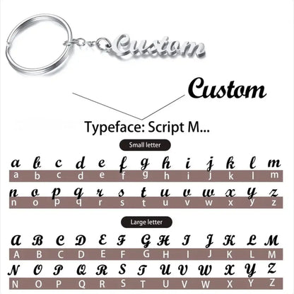 Custom Name Tag Keychain Personalized Letters Stainless Steel Key Chain Ring for Women Men Father's Day Mother's Day