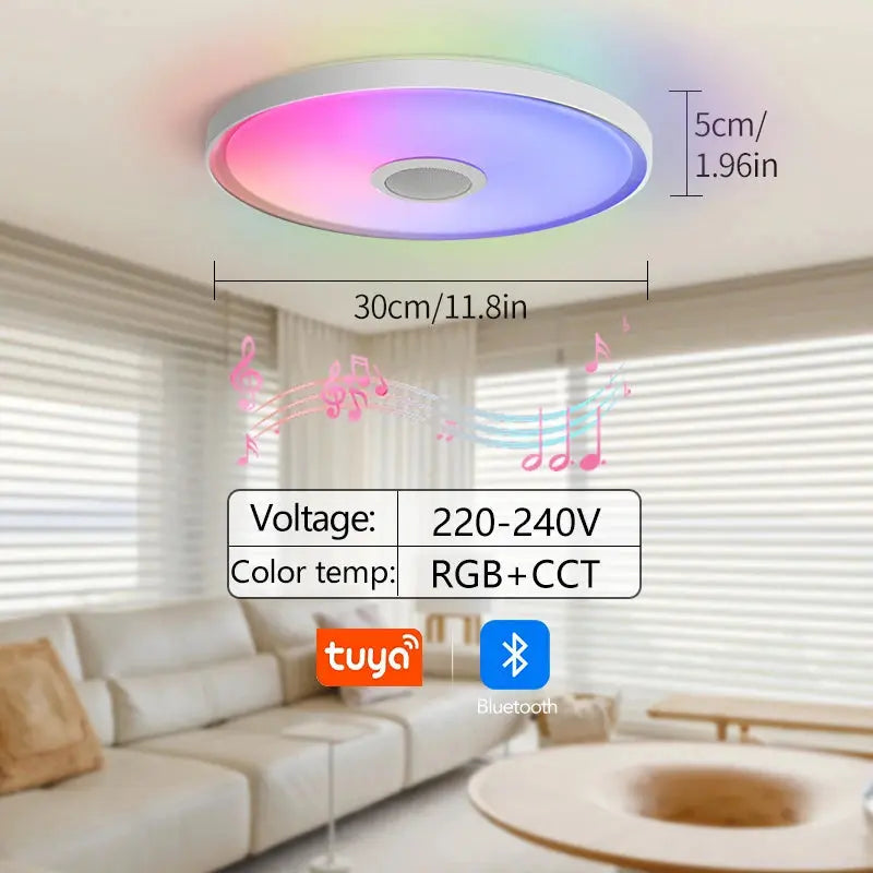 Smart RGB LED Ceiling Lamp – APP & Remote Control, Dimming, Music Sync with Speaker for Living Room & Bedroom - Rehmiar