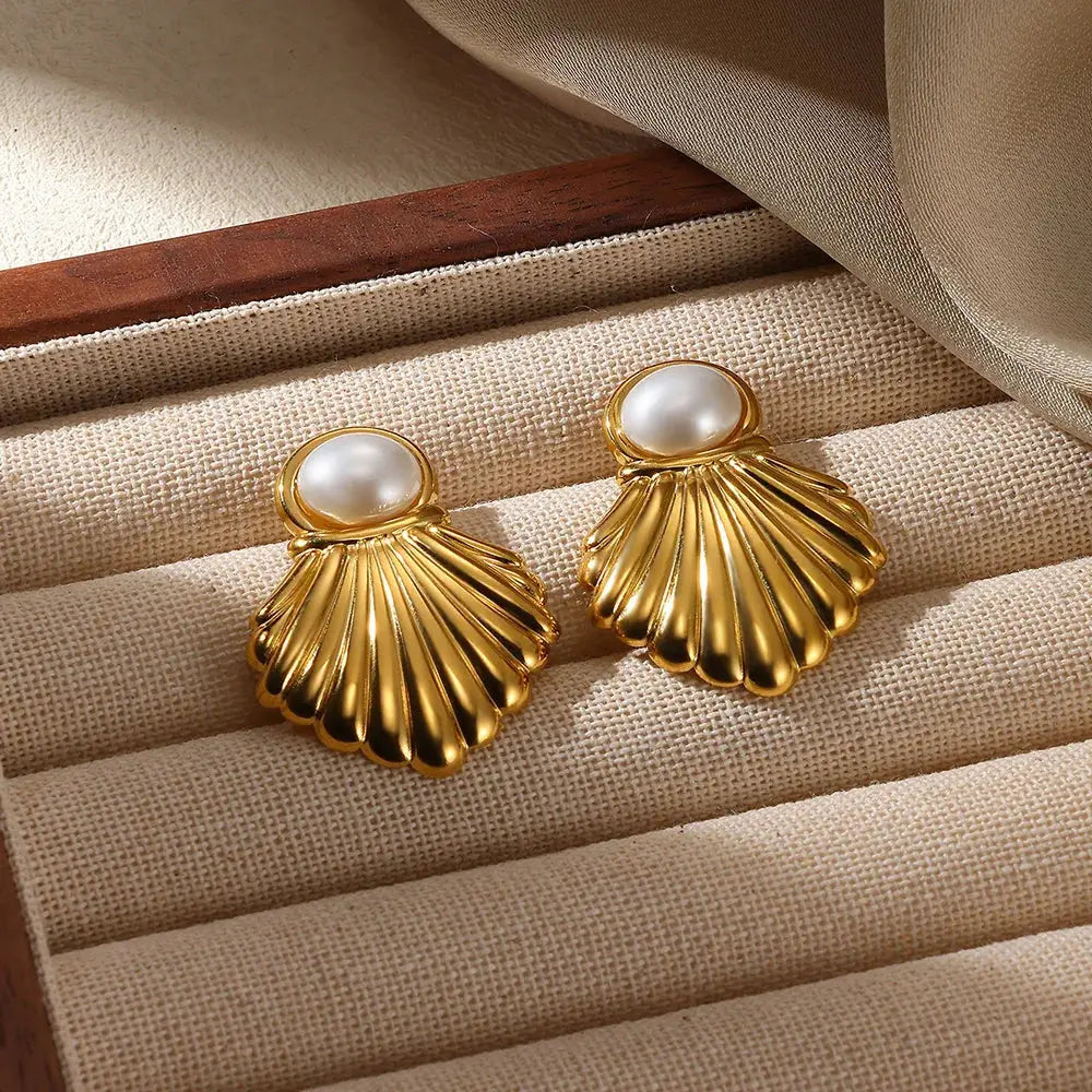 Geometric Flower Stainless Steel Earrings Women Sweet Sunflower Star Gold Colour Ear Jewellery