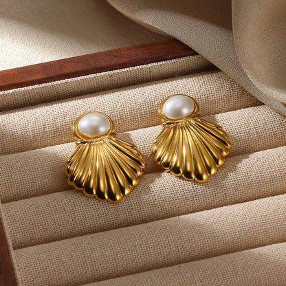 Geometric Flower Stainless Steel Earrings Women Sweet Sunflower Star Gold Colour Ear Jewellery