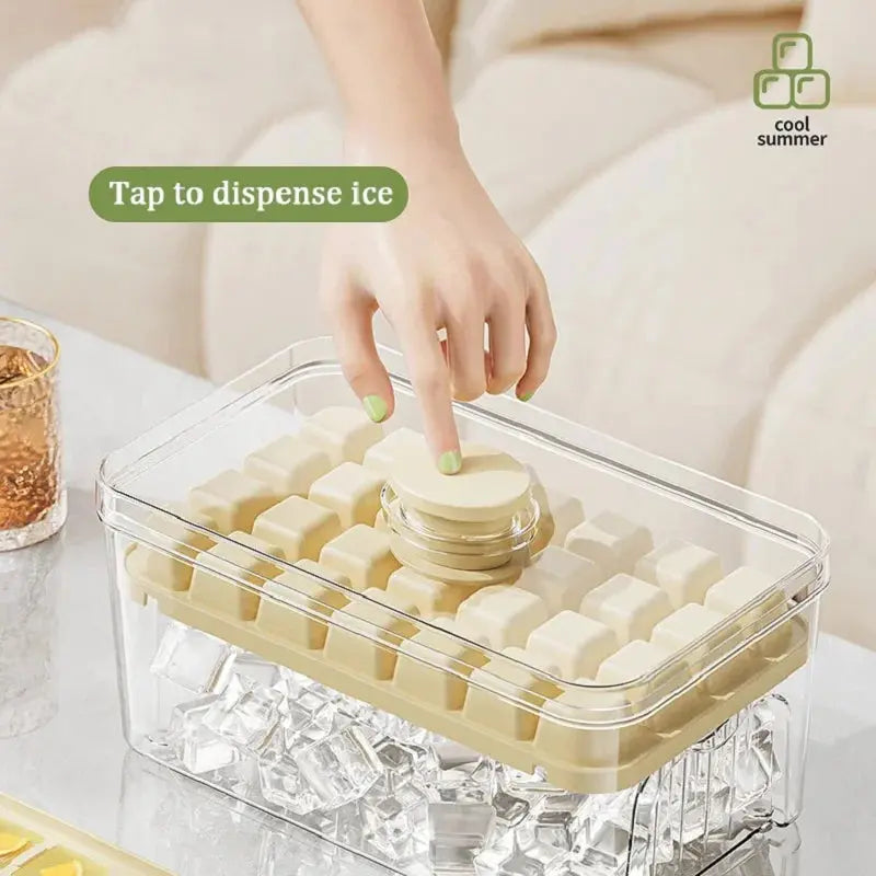 48-Grid Ice Cube Tray with One-Touch Release – Portable Ice Maker Mold & Ice Box - Rehmiar