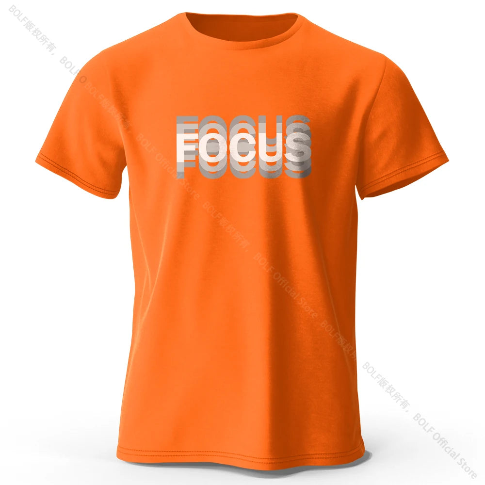 Focus Letter Minimalist Style 100% Lightweight Cotton T-Shirt, - Rehmiar