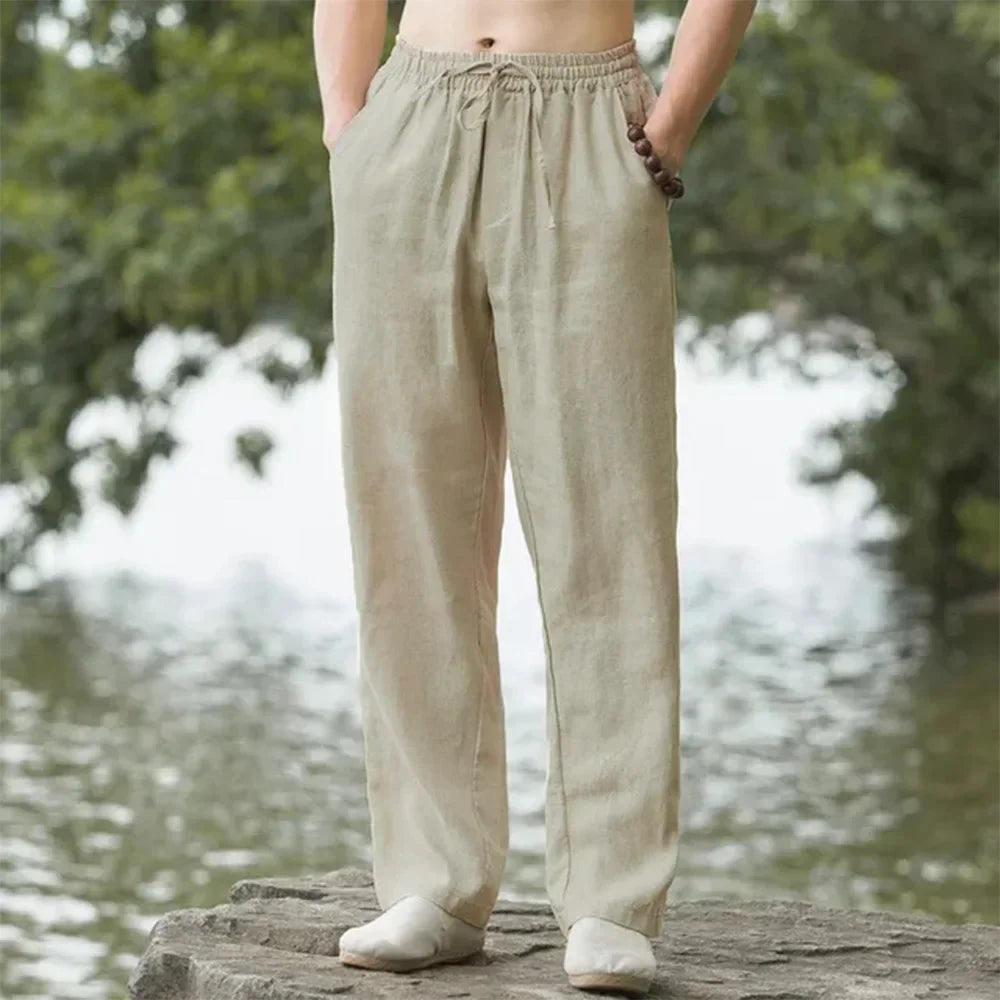 Men's Beach Cotton Linen Casual Summer Sweatpants - Rehmiar