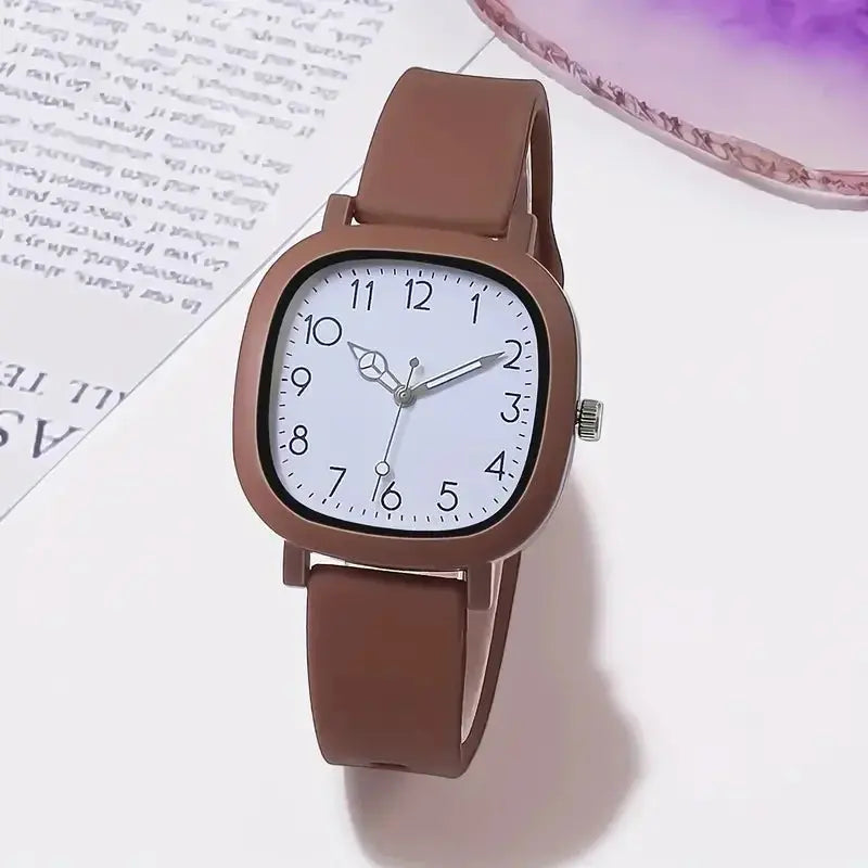 1/3/10PCS Women’s Silicone Band Quartz Watch Set – Casual Trendy Dial Wristwatches (No Box) - Rehmiar