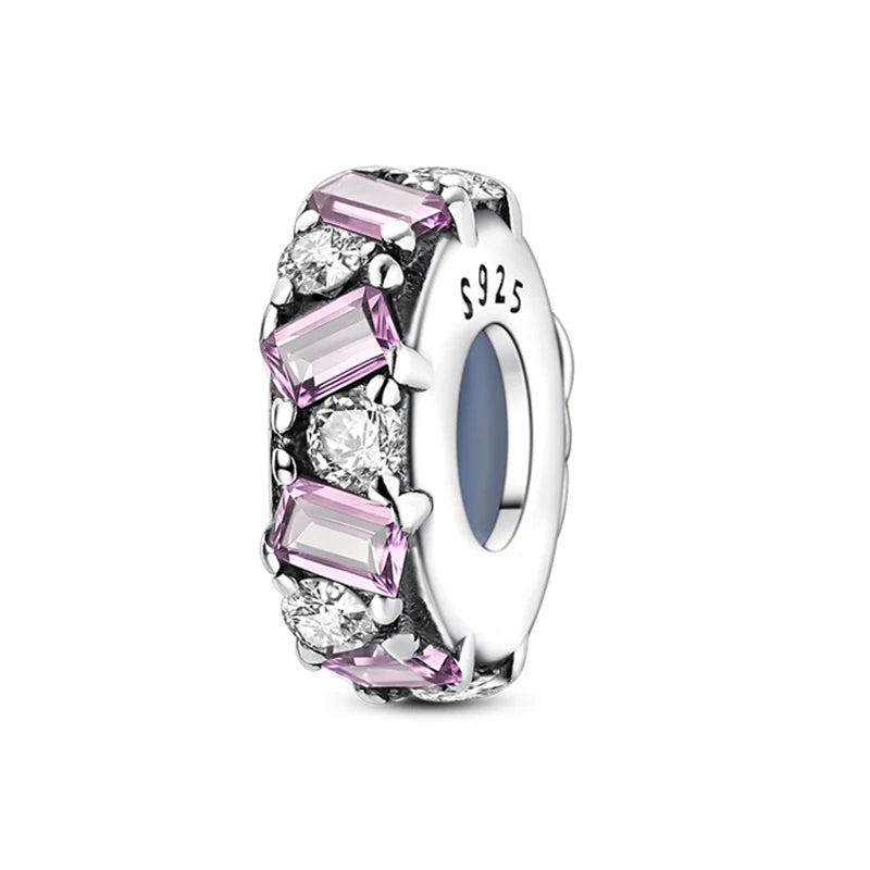 925 Sterling Silver Rainbow Zircon Beautifully Shaped Silicone Stopper Charms Beads - Rehmiar