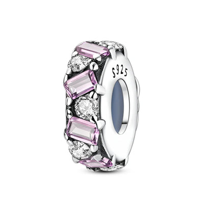 925 Sterling Silver Rainbow Zircon Beautifully Shaped Silicone Stopper Charms Beads - Rehmiar