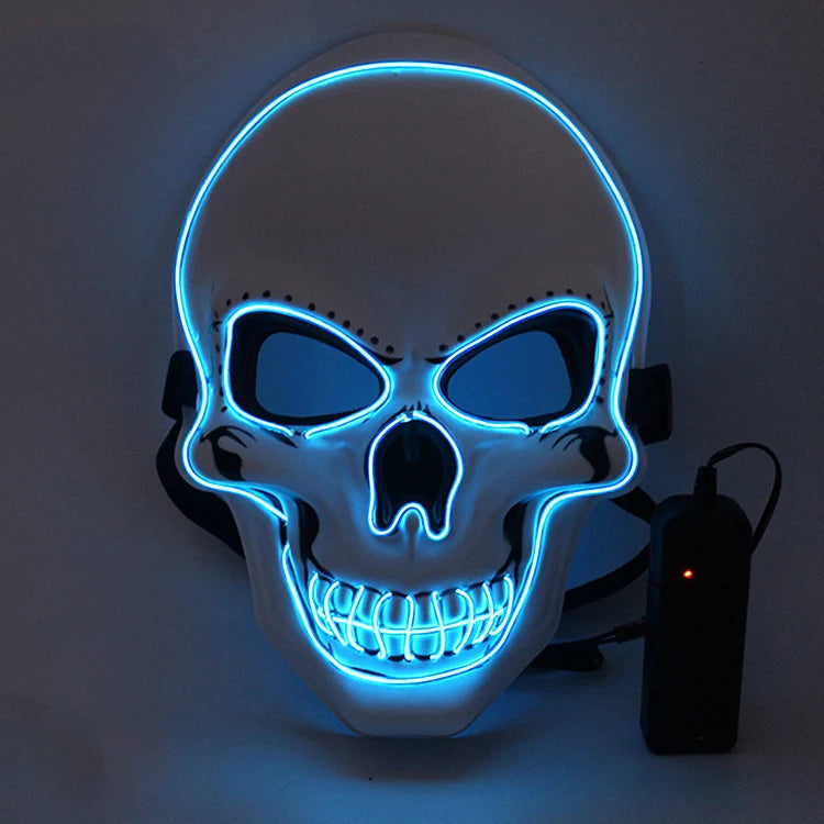 Halloween Horror Skull Mask LED Cold Light Mask - Rehmiar