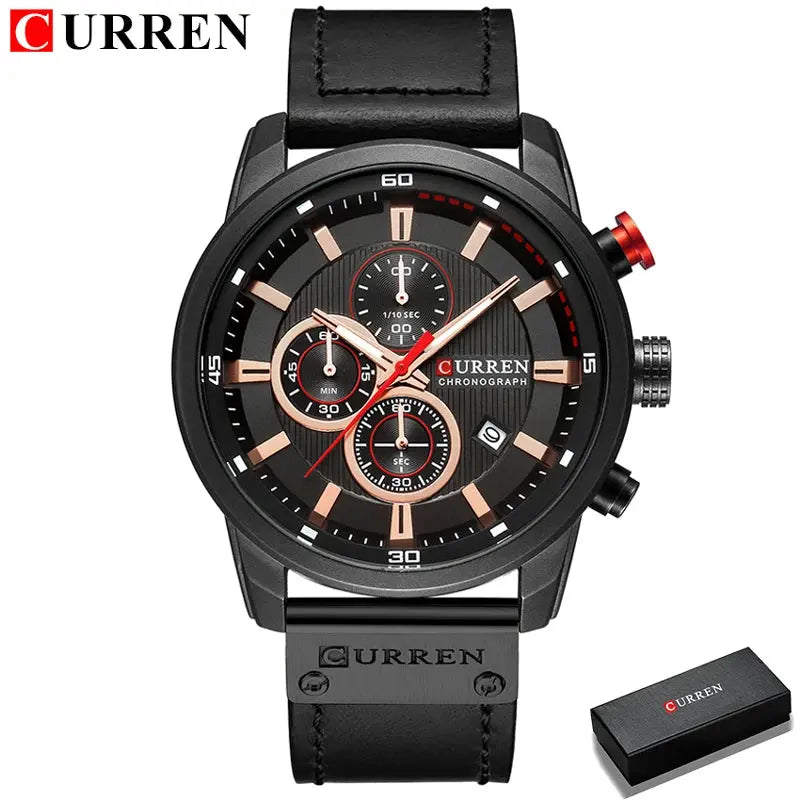 CURREN Men’s Chronograph Watch – Luxury Sport Quartz Wristwatch with Date Display - Rehmiar