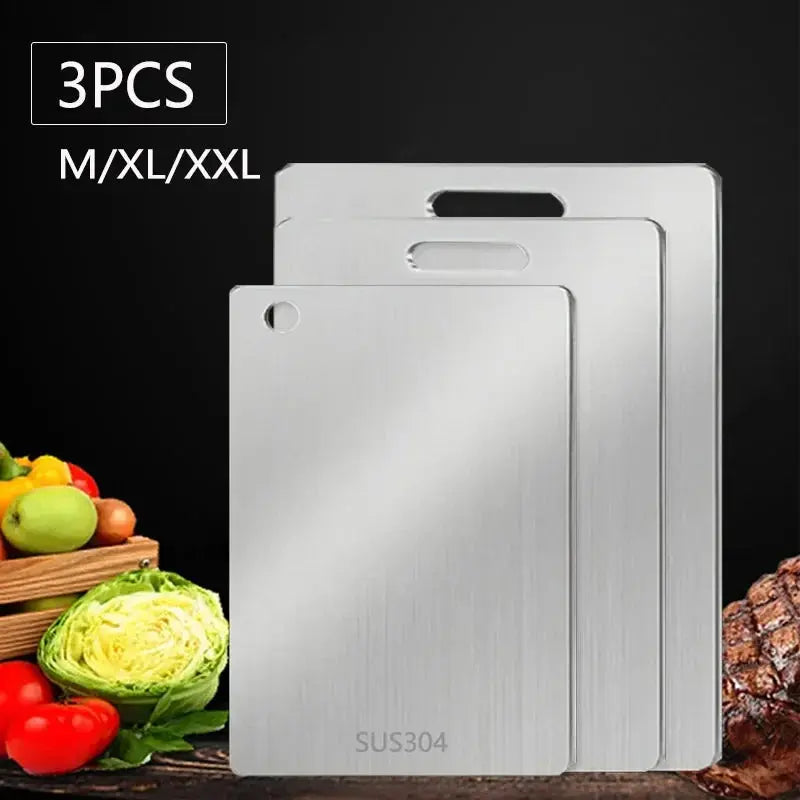 WXCOO Stainless Steel Kitchen Cutting Board – Food Grade Thick Chopping Board for Meat, Vegetables & Fruit - Rehmiar