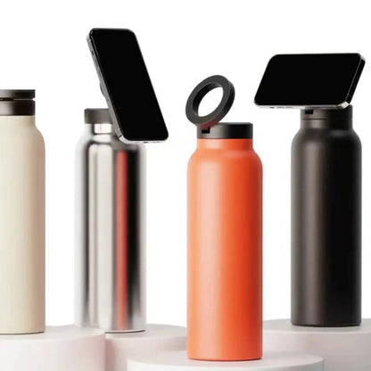 24oz Insulated Stainless Steel Water Bottle – Magnetic Lid with Phone Holder - BPA-Free - Rehmiar