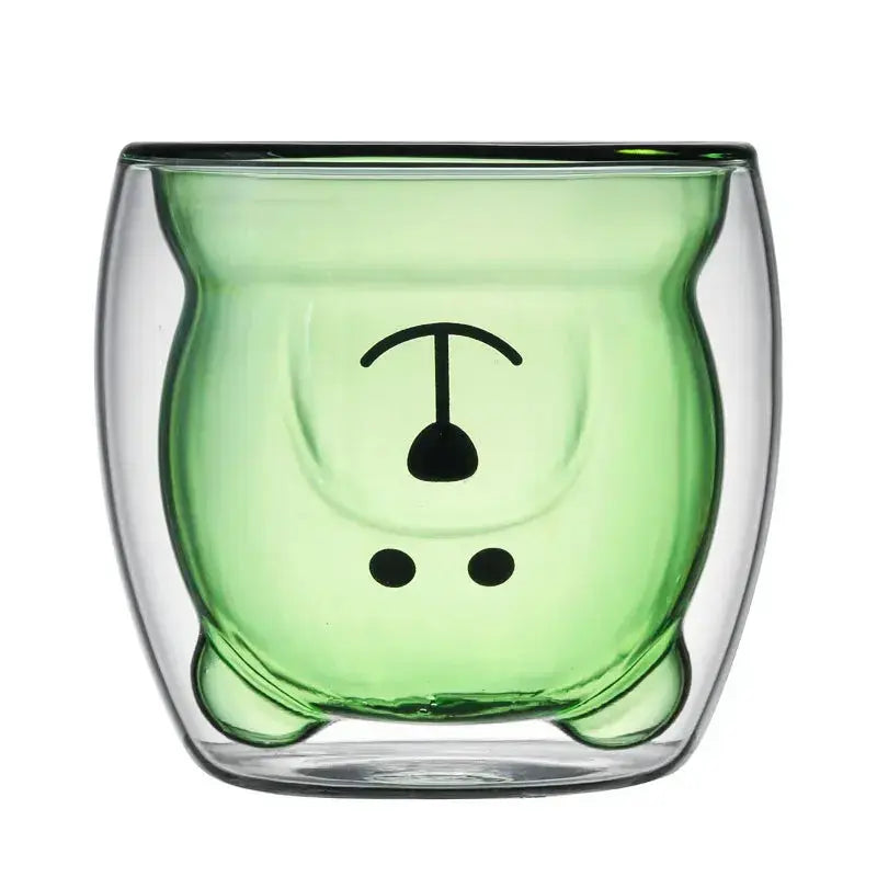 250ml Double-Wall Glass Mug – Cute Bear Design for Milk, Coffee, Tea & Juice, Valentine's Day & Anniversary Gift Rehmiar