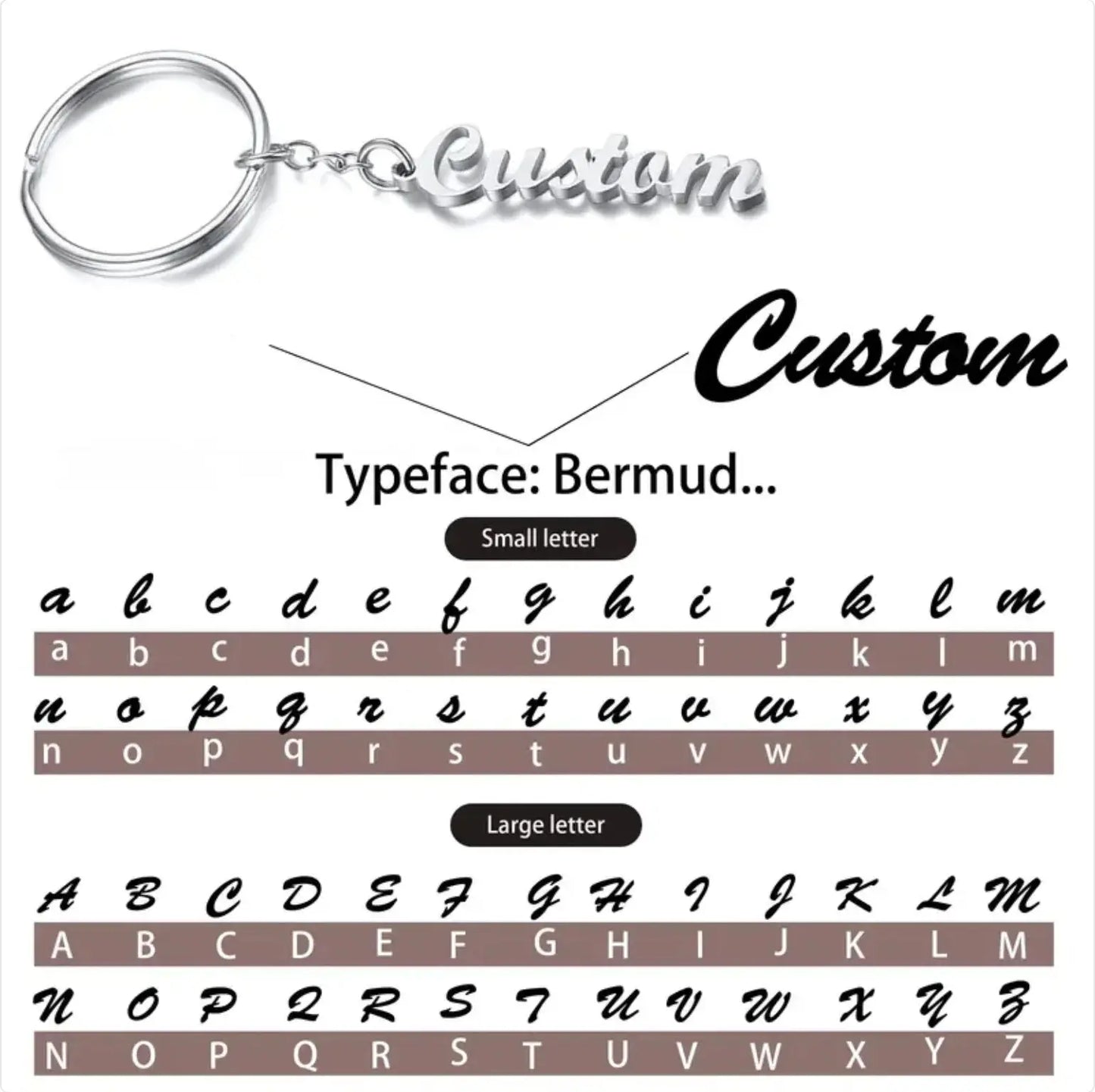 Custom Name Tag Keychain Personalized Letters Stainless Steel Key Chain Ring for Women Men Father's Day Mother's Day