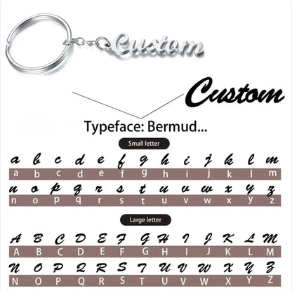 Custom Name Tag Keychain Personalized Letters Stainless Steel Key Chain Ring for Women Men Father's Day Mother's Day