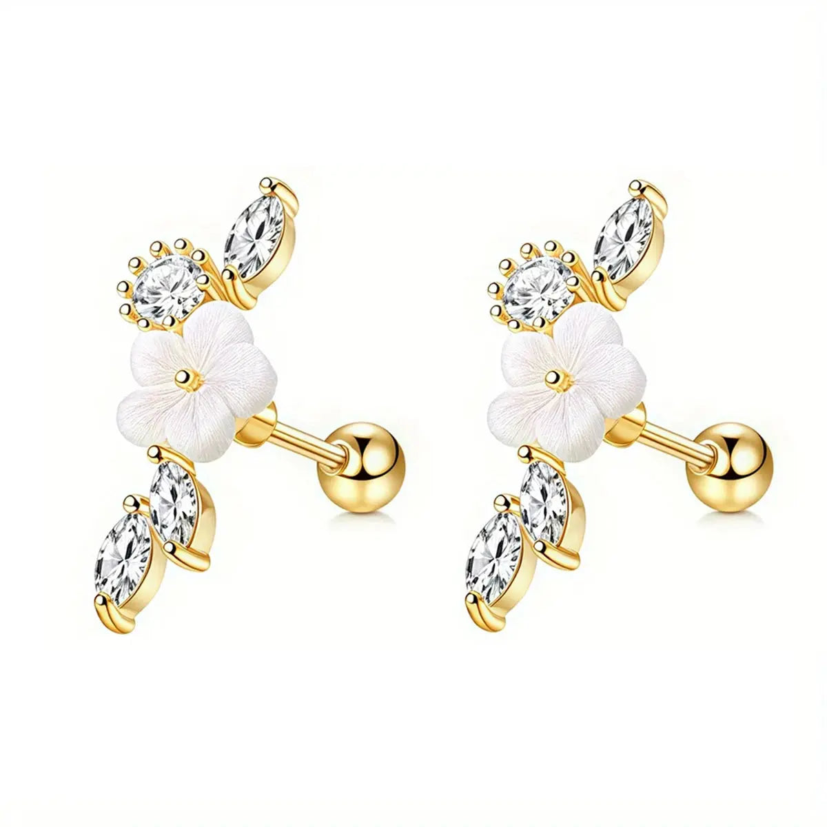 2Pcs 16G Stainless Steel Screw Back Stud Earrings for Women, Cubic Zirconia Cartilage Conch Helix Ear Piercing