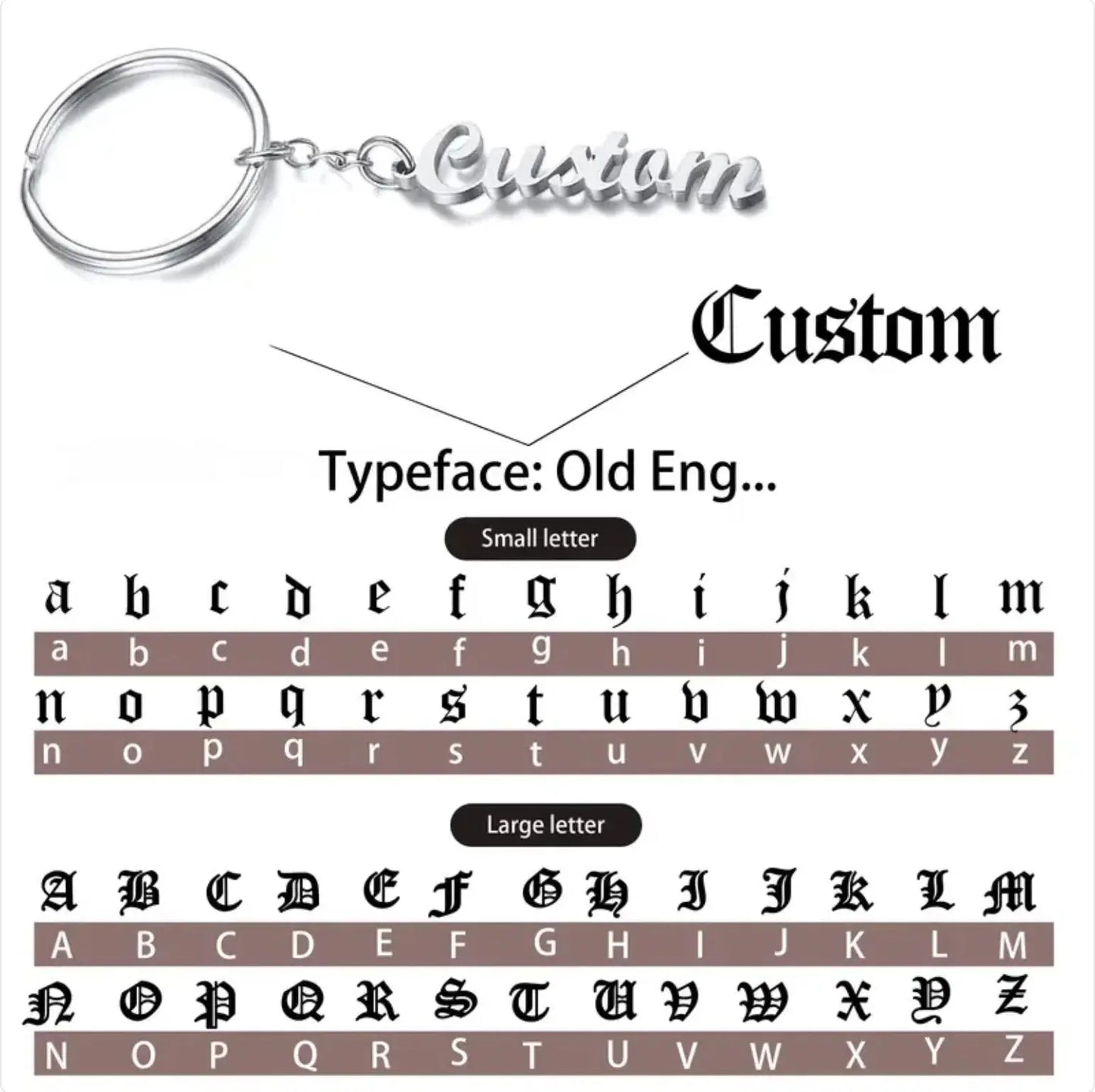 Custom Name Tag Keychain Personalized Letters Stainless Steel Key Chain Ring for Women Men Father's Day Mother's Day