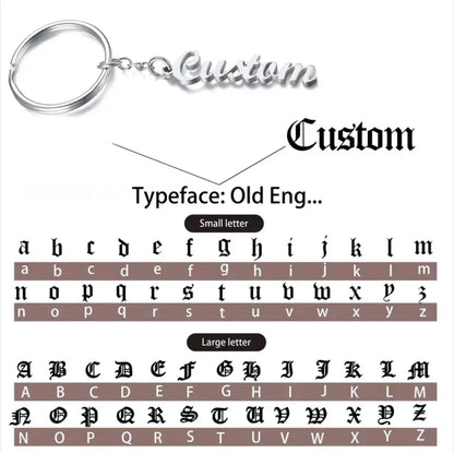 Custom Name Tag Keychain Personalized Letters Stainless Steel Key Chain Ring for Women Men Father's Day Mother's Day