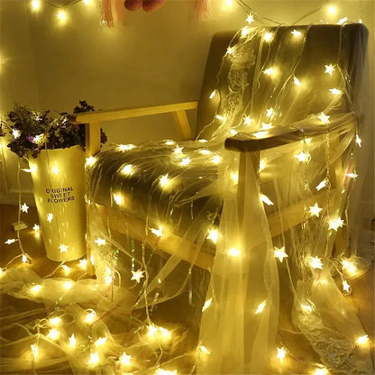 LED Outdoor Star String Lights – Fairy Garland for Party, Wedding, Garden & Home Decor - Rehmiar