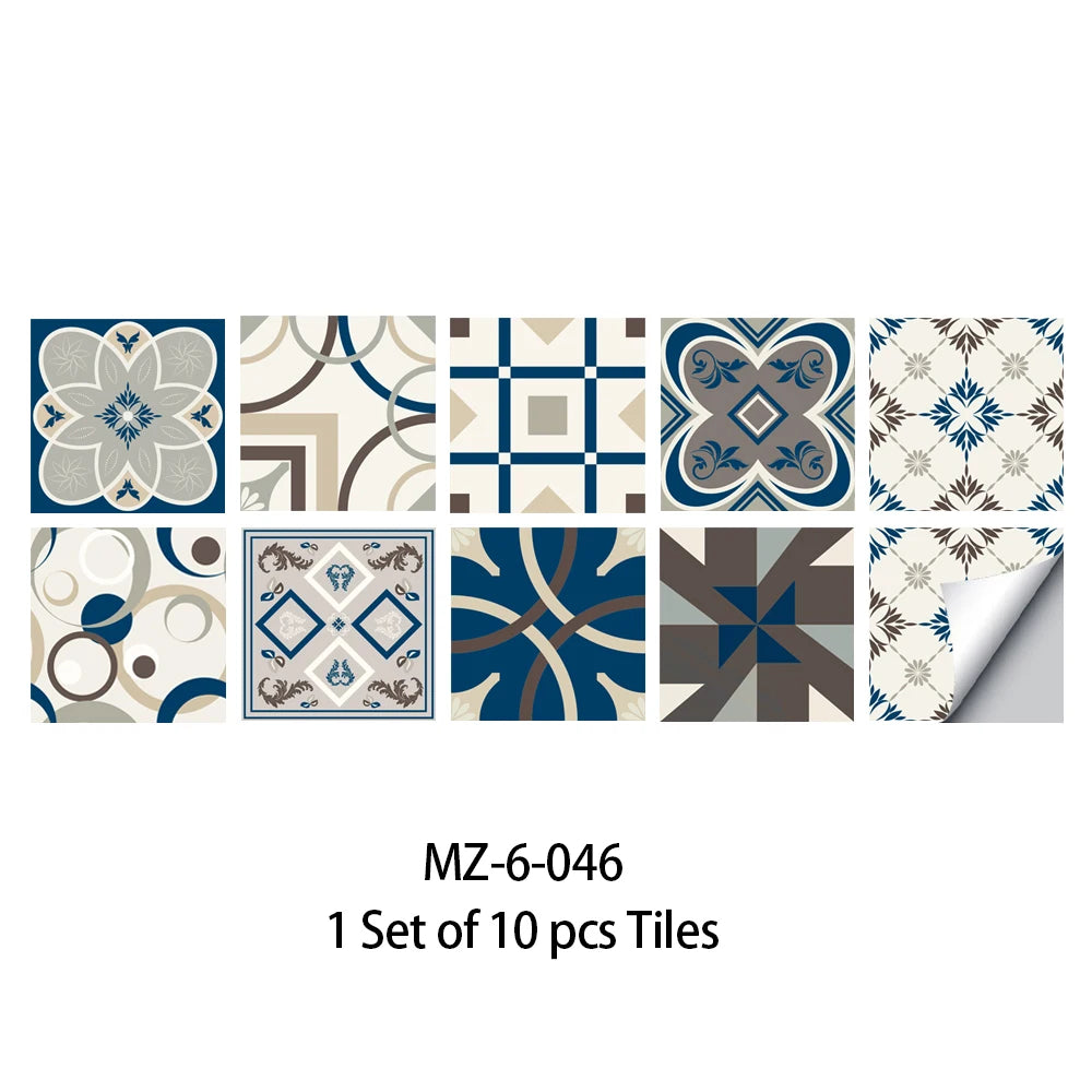 10pcs Blue & Gray Matte Surface Wall Sticker Film - Rehmiar