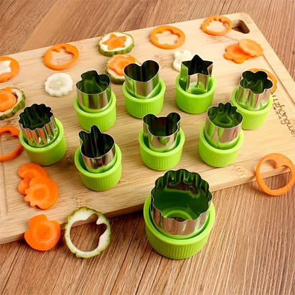 9-Piece Stainless Steel Cookie & Vegetable Cutting Set – Mini Fruit and Cookie Embossing Molds for Kids Baking