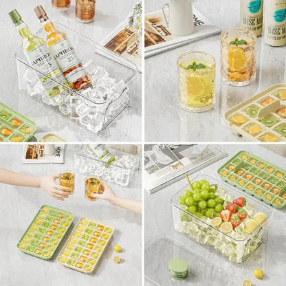 48-Grid Ice Cube Tray with One-Touch Release – Portable Ice Maker Mold & Ice Box - Rehmiar