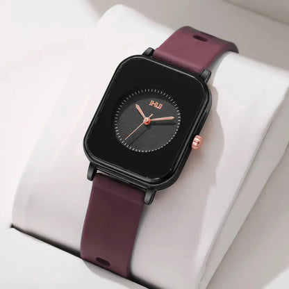 Stylish Rectangle Women’s Quartz Watch – Soft Silicone Band, Casual Sport Look (No Box) - Rehmiar