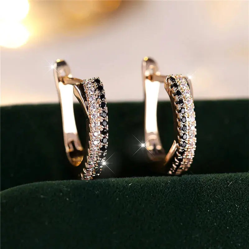 Red Zircon Clip On Earrings Gold Tone Wedding Party Jewellery for Women - Rehmiar