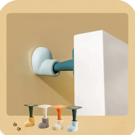 Decorative wall hooks with different colors on a beige background