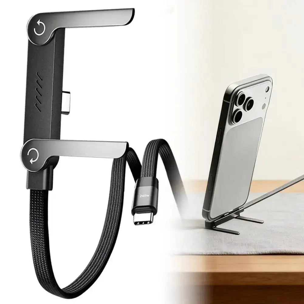 Super Fast Charging Braided Cable with Invisible Phone Stand – Type-C Built-in Holder for Gaming, Office & Travel Rehmiar