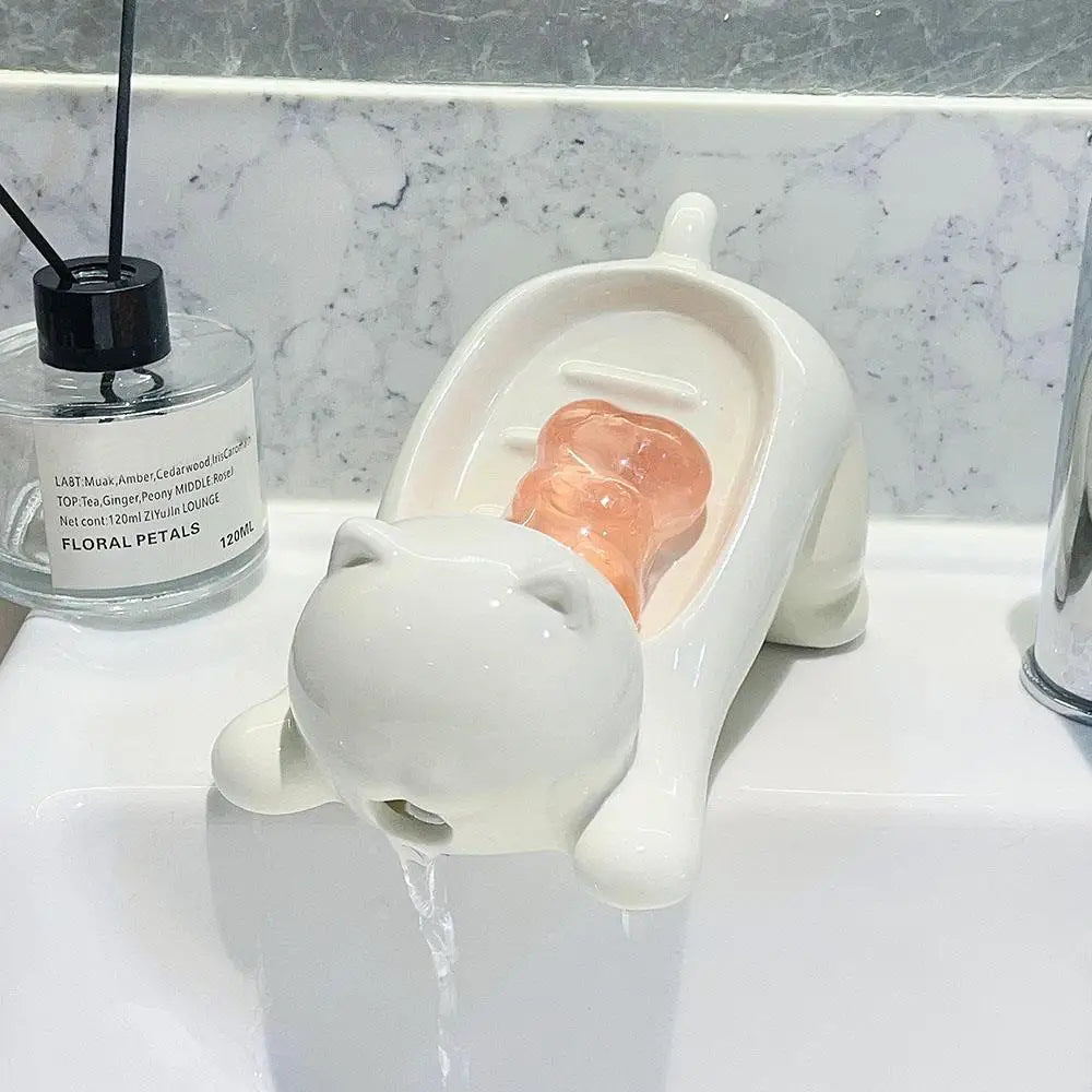 Cute Cat-shaped Soap-Water Drainage Tray - Rehmiar