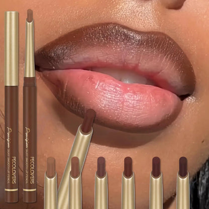 Matte 6-colors Lip Liner Pencil Bevel Design Nib Lip Contour Lipstick Nude Brown Lipstick Pencil - Rehmiar