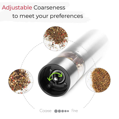 Electric Salt and Pepper Grinder Set – One-Handed Operation Stainless Steel Spice Mill with Light, Automatic for Kitchen