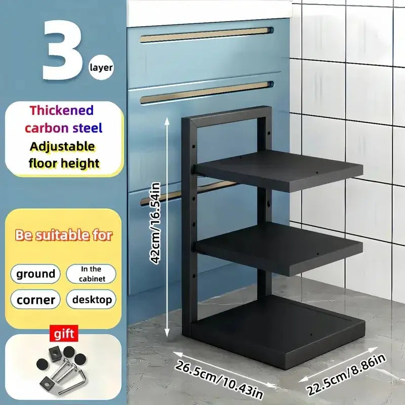 Adjustable Stainless Steel Pot Rack Organizer – Multi-Layer Storage Rack for Pots & Pans, Kitchen Household - Rehmiar