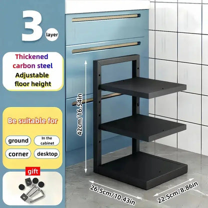 Adjustable Stainless Steel Pot Rack Organizer – Multi-Layer Storage Rack for Pots & Pans, Kitchen Household - Rehmiar