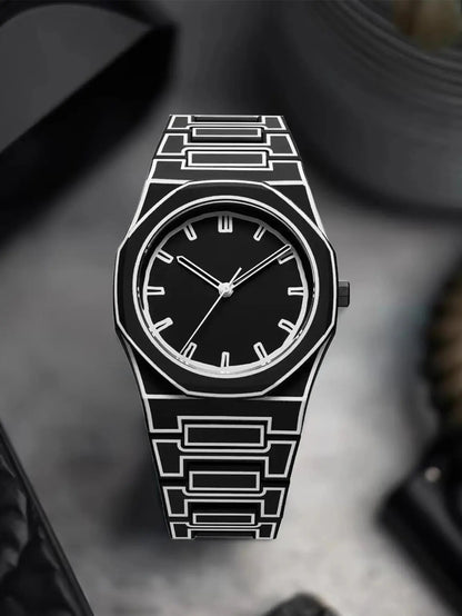 LUCKYFOX Men’s Graffiti Art Quartz Watch – Trendy Luxury Street Style Timepiece - Rehmiar