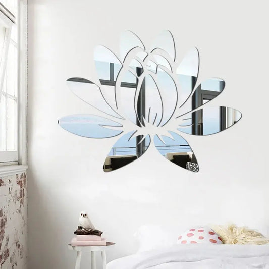 Lotus 3D Mirror Wall Sticker Acrylic Reflective Wall Decor Home Decoration - Rehmiar