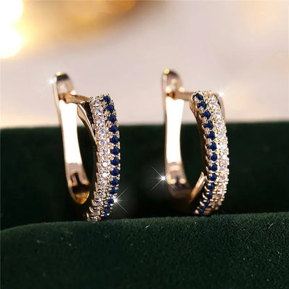 Red Zircon Clip On Earrings Gold Tone Wedding Party Jewellery for Women - Rehmiar
