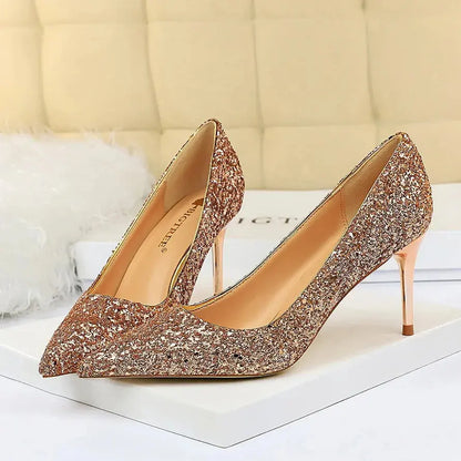 Sparkly Wedding High Heel Pumps for Women – Glitter Bridal Party Shoes (7cm & 9.5cm) - Rehmiar