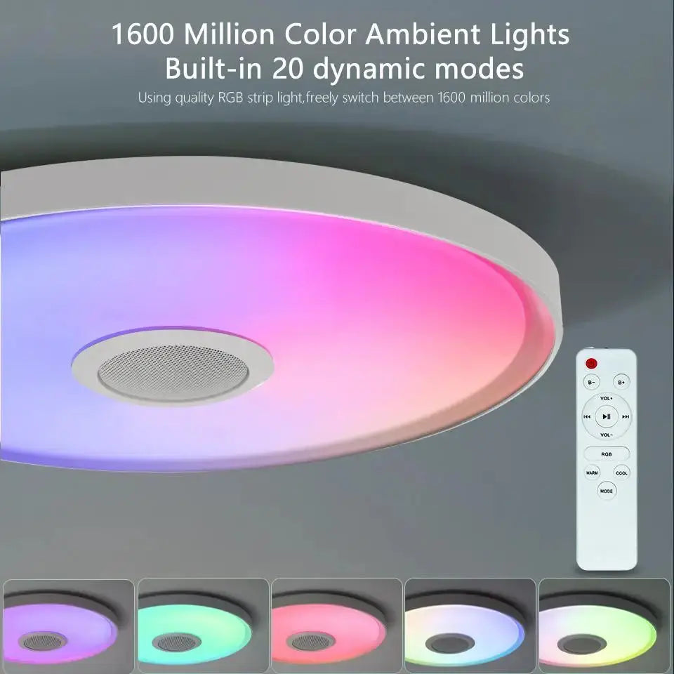 Smart RGB LED Ceiling Lamp – APP & Remote Control, Dimming, Music Sync with Speaker for Living Room & Bedroom - Rehmiar